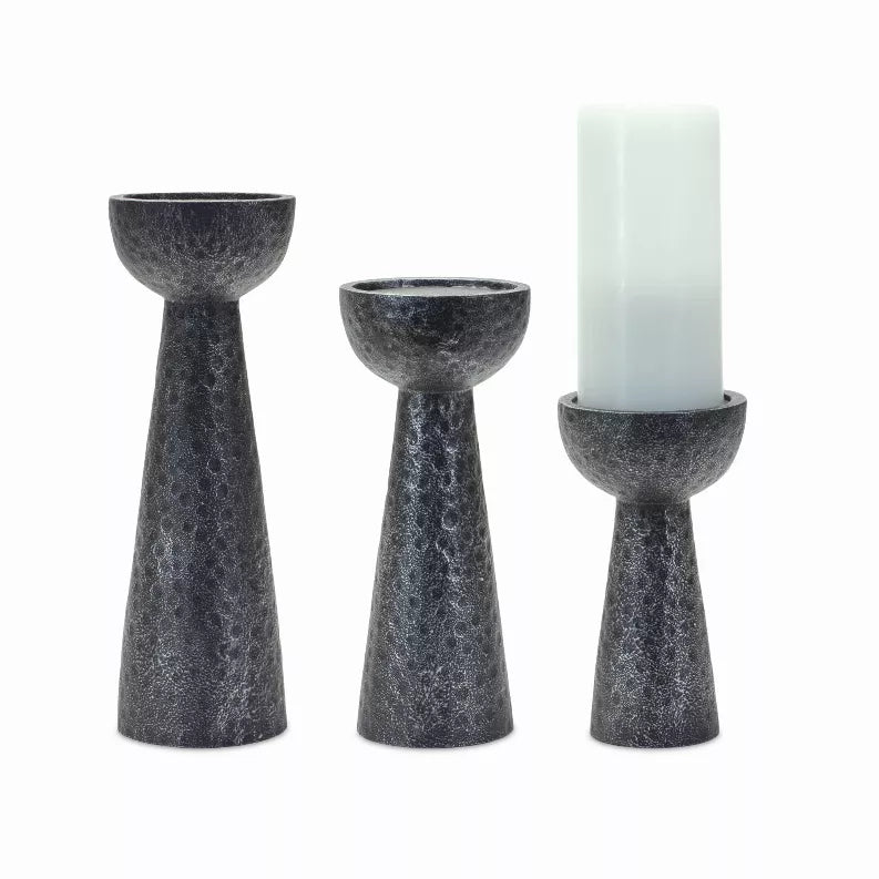 Candle Holder (Set of 3) 7"H, 9"H, 11"H Resin - 1 - Home Decor