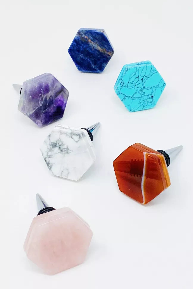Another Class Hexagon Stone Wine Stopper By Young - Turquoise / 1 - Home Decor