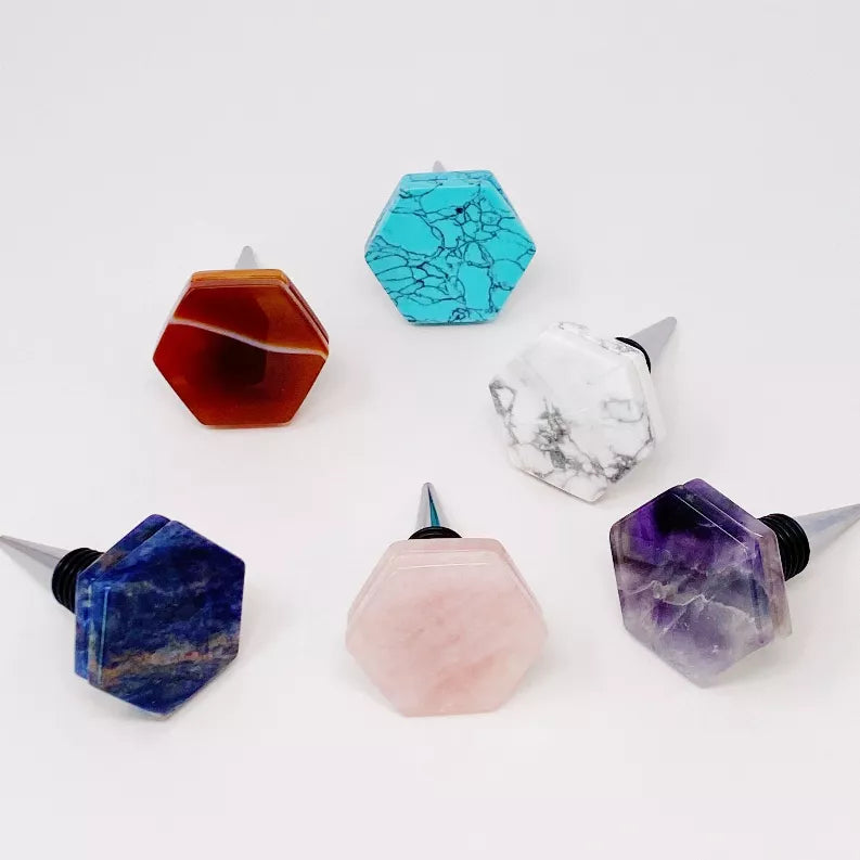 Another Class Hexagon Stone Wine Stopper By Young - Turquoise / 1 - Home Decor