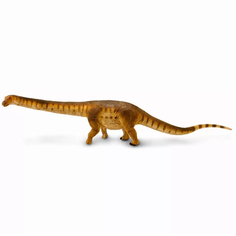 Patagotitan-style brown dinosaur model with long neck and long tail