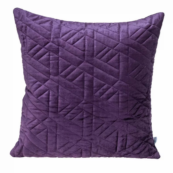 Purple quilted throw pillow with diamond stitched pattern, square pillow