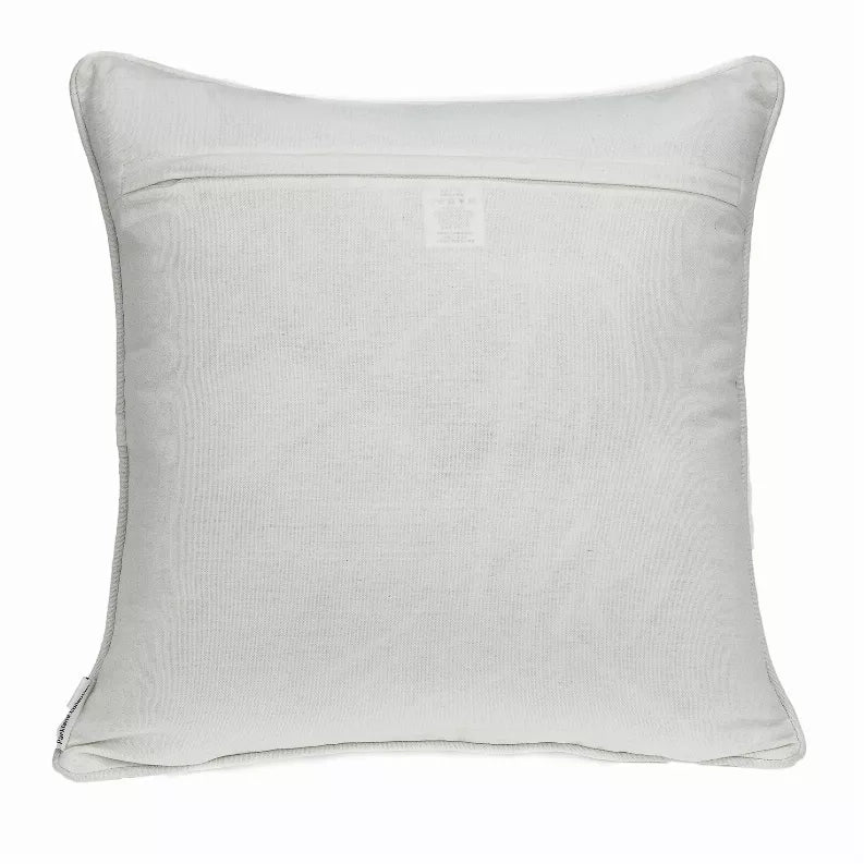 Light-colored back of a plain throw pillow with subtle seam details