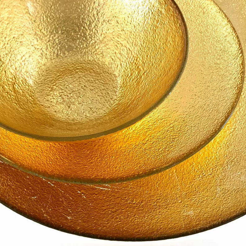 AURA 12PC Gilded Glass Dinnerware Set - Silver / 12 piece - Home Decor