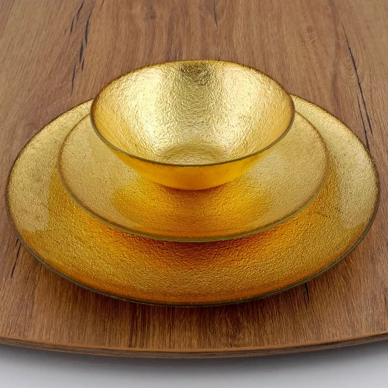 AURA 12PC Gilded Glass Dinnerware Set - Silver / 12 piece - Home Decor