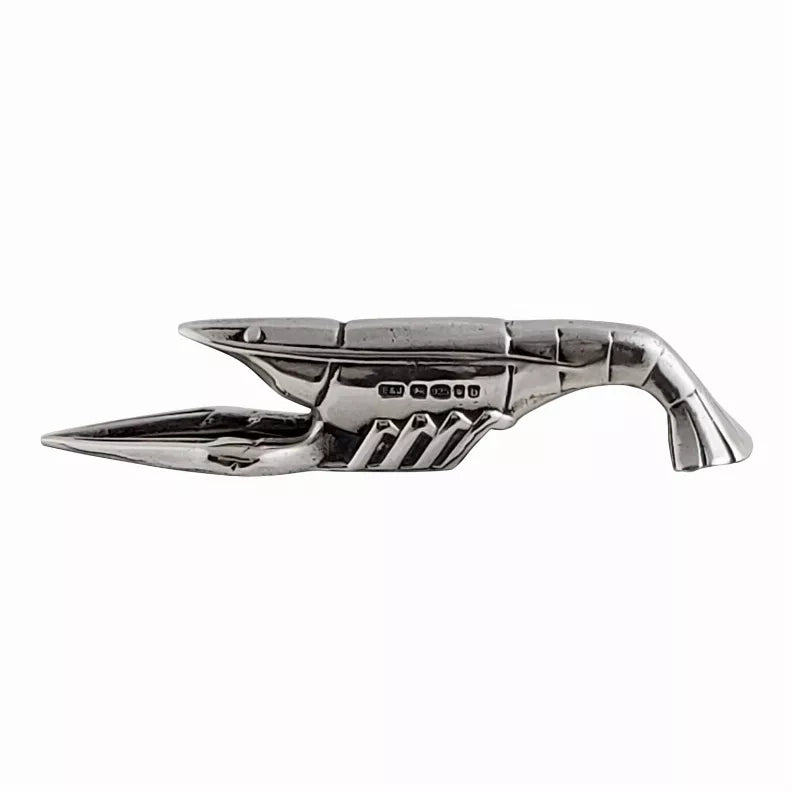 Lobster-shaped sterling silver knife rest with hinged claws design