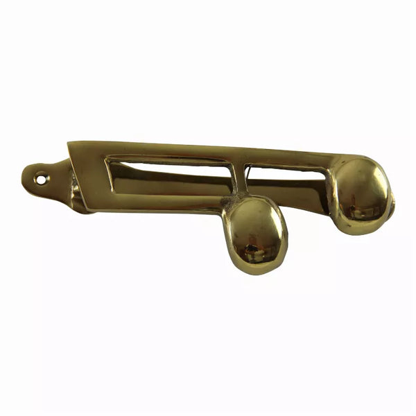 Brass musical door knocker with bell-shaped striker balls