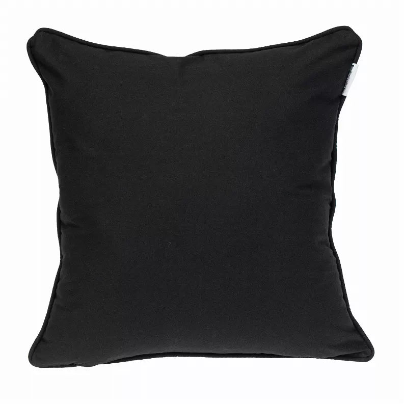 Solid dark gray square pillow with smooth fabric and stitched edges