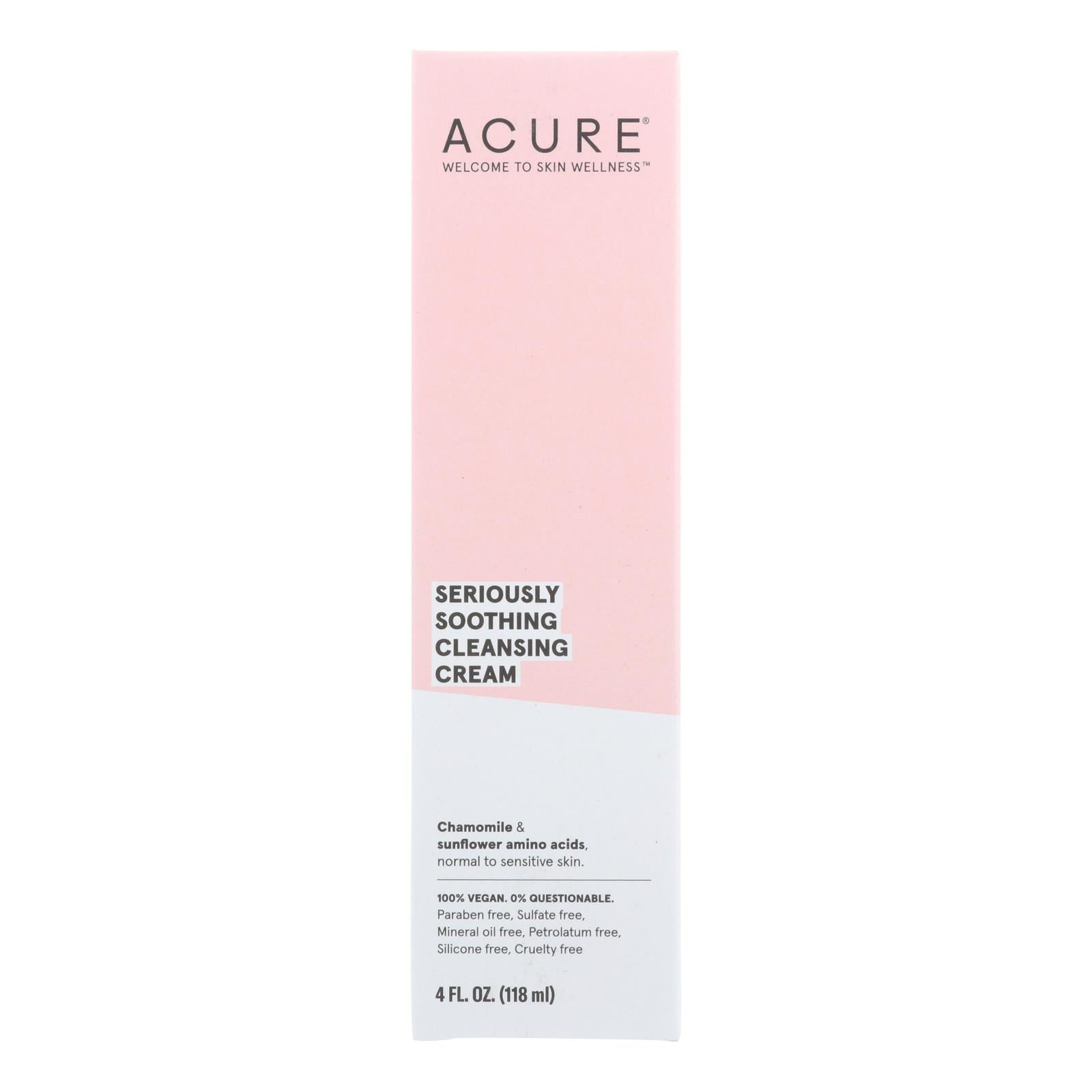 Acure - Sensitive Facial Cleanser - Peony Extract And Sunflower Amino Acids - 4 Fl Oz. - GreatEagleInc