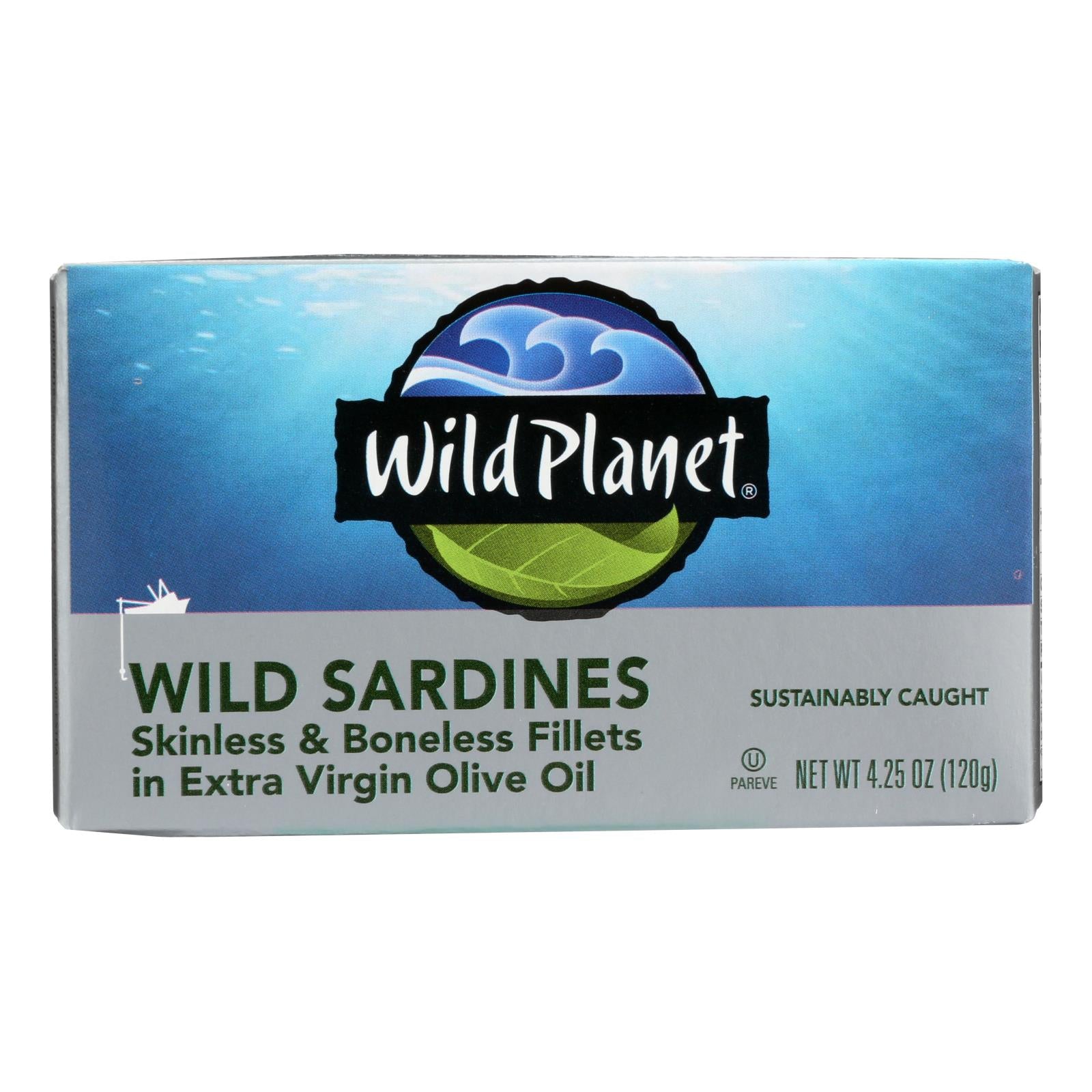 Wild Planet Wild Sardines - Skinless Boneless Fillets In Olive Oil - Case Of 12 - 4.25 Oz - GreatEagleInc