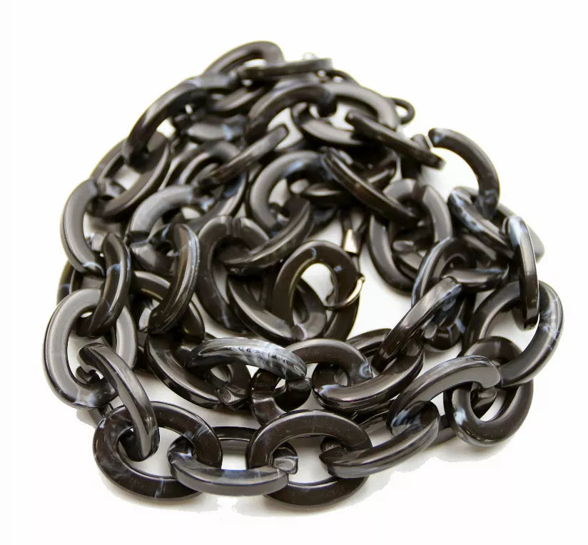 Sunglasses chain strap, black linked chain with metal end hardware