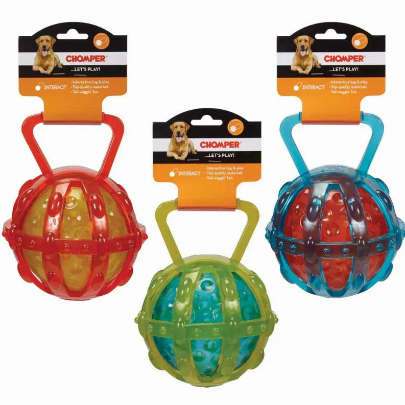 Pack of 3 transparent ball cage toys in red, green, and blue with carrying handles