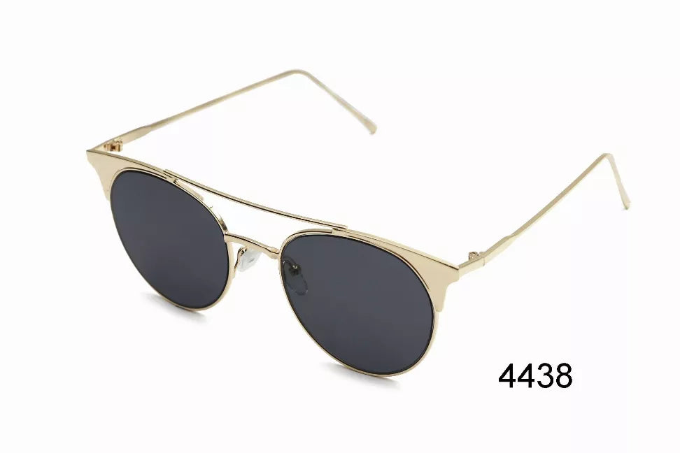 Gold-tone sunglasses with dark lenses and slim metal frame