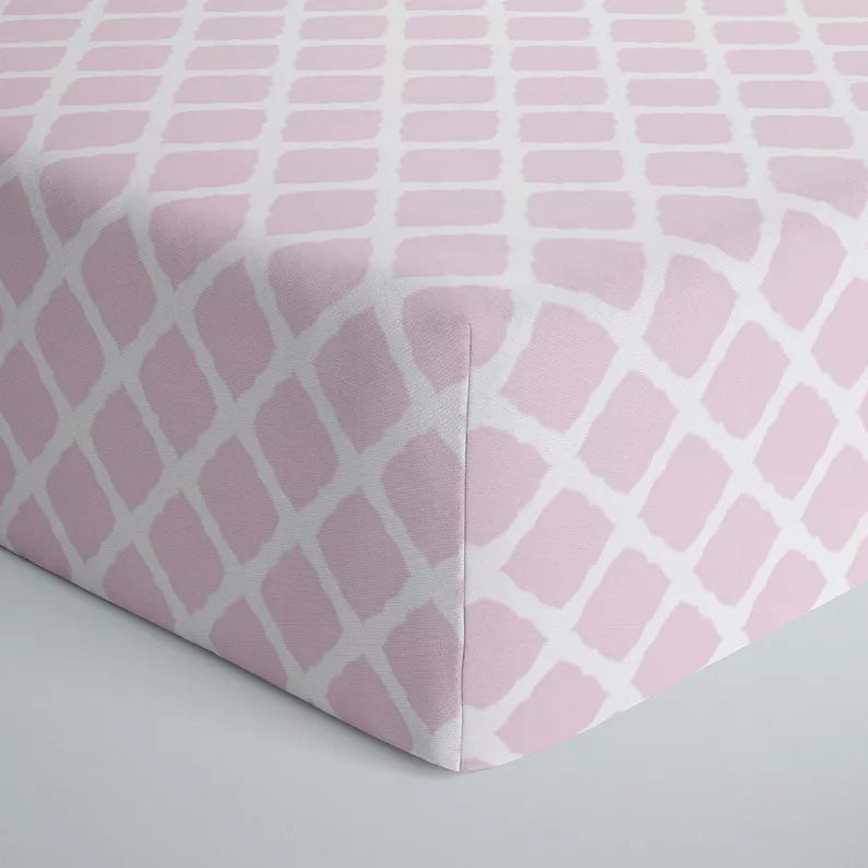 B & N Fitted Crib Sheet - Green Lattice / 3 - Home Decor