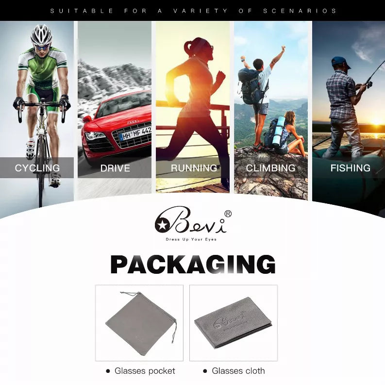 Beyvi sunglasses packaging set with glasses pocket pouch and cleaning cloth