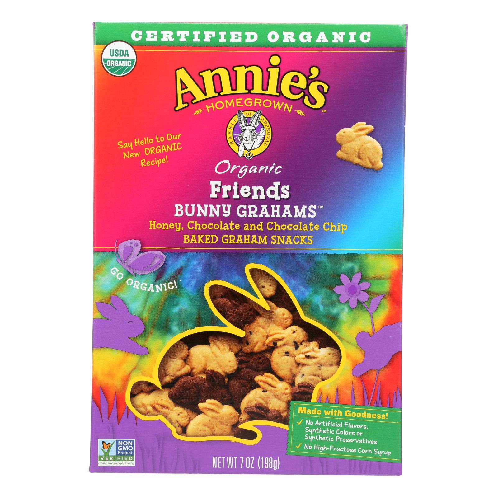 Annie's Homegrown Bunny Grahams Honey Chocolate And Chocolate Chip - Case Of 12 - 7 Oz - GreatEagleInc