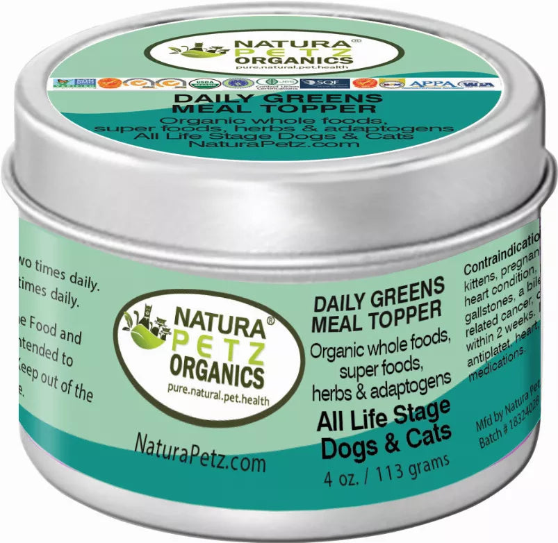 Natura Petz Natura Organics Daily Greens meal topper tin, 4 oz