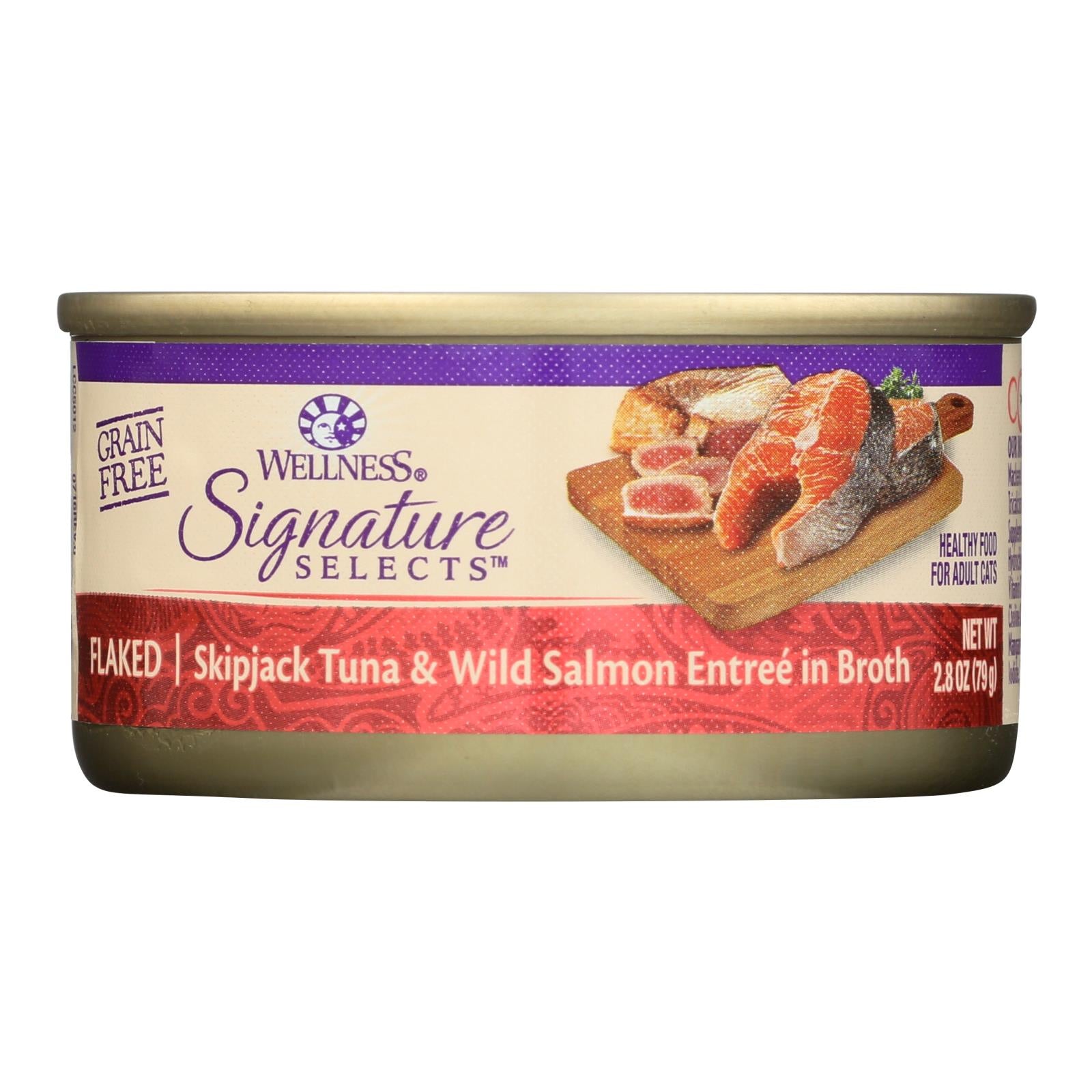 Wellness Pet Products - Signature Selects Cat Food - Skipjack Tuna And Wild Salmon Entree In Broth - Case Of 12 - 2.8 Oz. - GreatEagleInc
