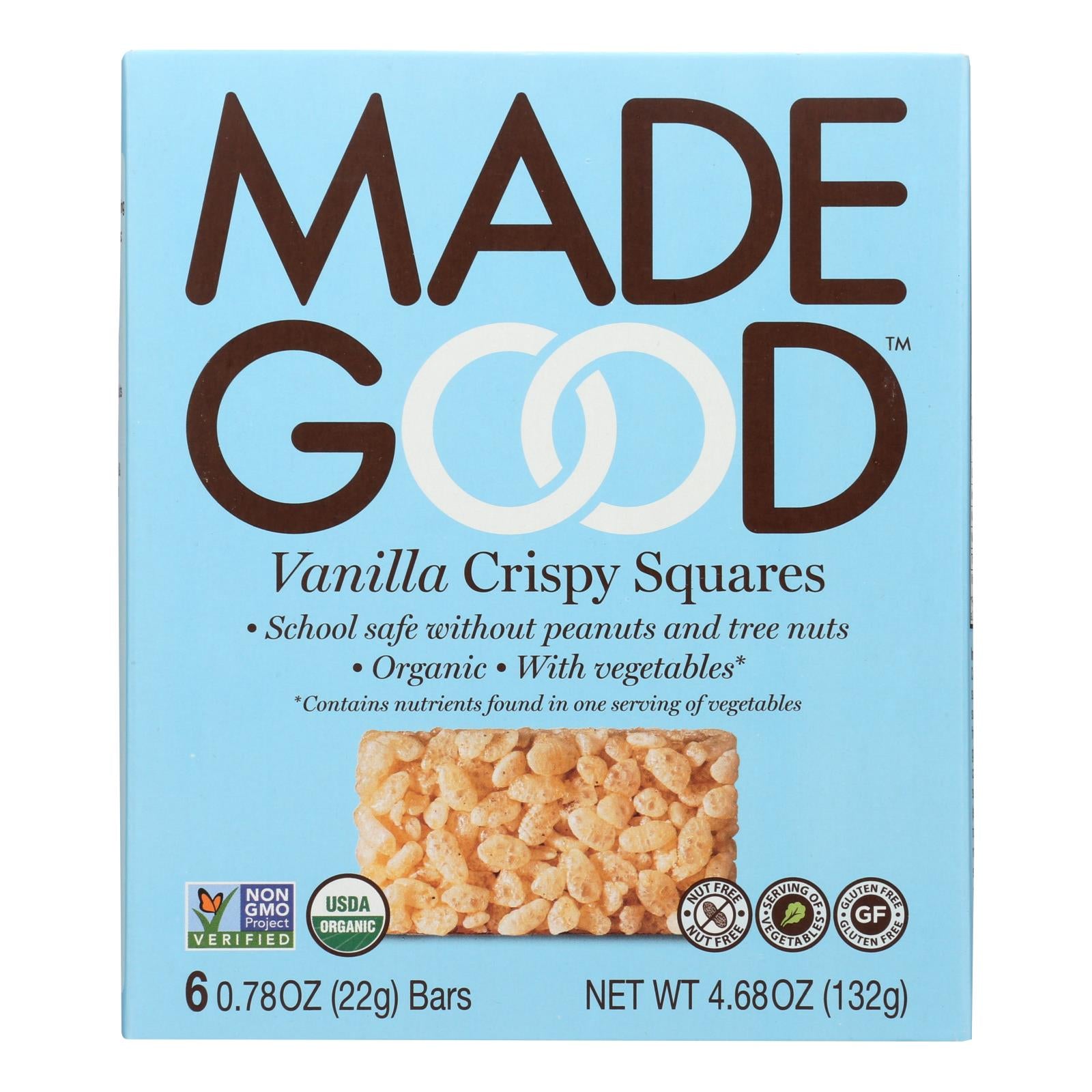 Made Good Crispy Squares - Vanilla - Case Of 6 - 4.68 Oz. - GreatEagleInc