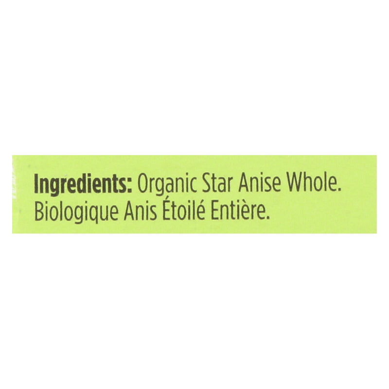 Spicely Organics - Organic Star Anise - Whole - Case Of 6 - 0.1 Oz. - GreatEagleInc