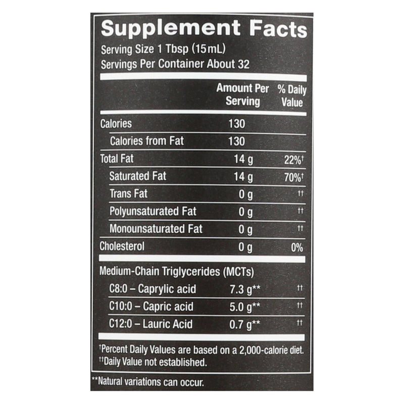 Nutiva 100% Organic Mct Oil - From Coconut - Unflavored - 16 Fl Oz - GreatEagleInc