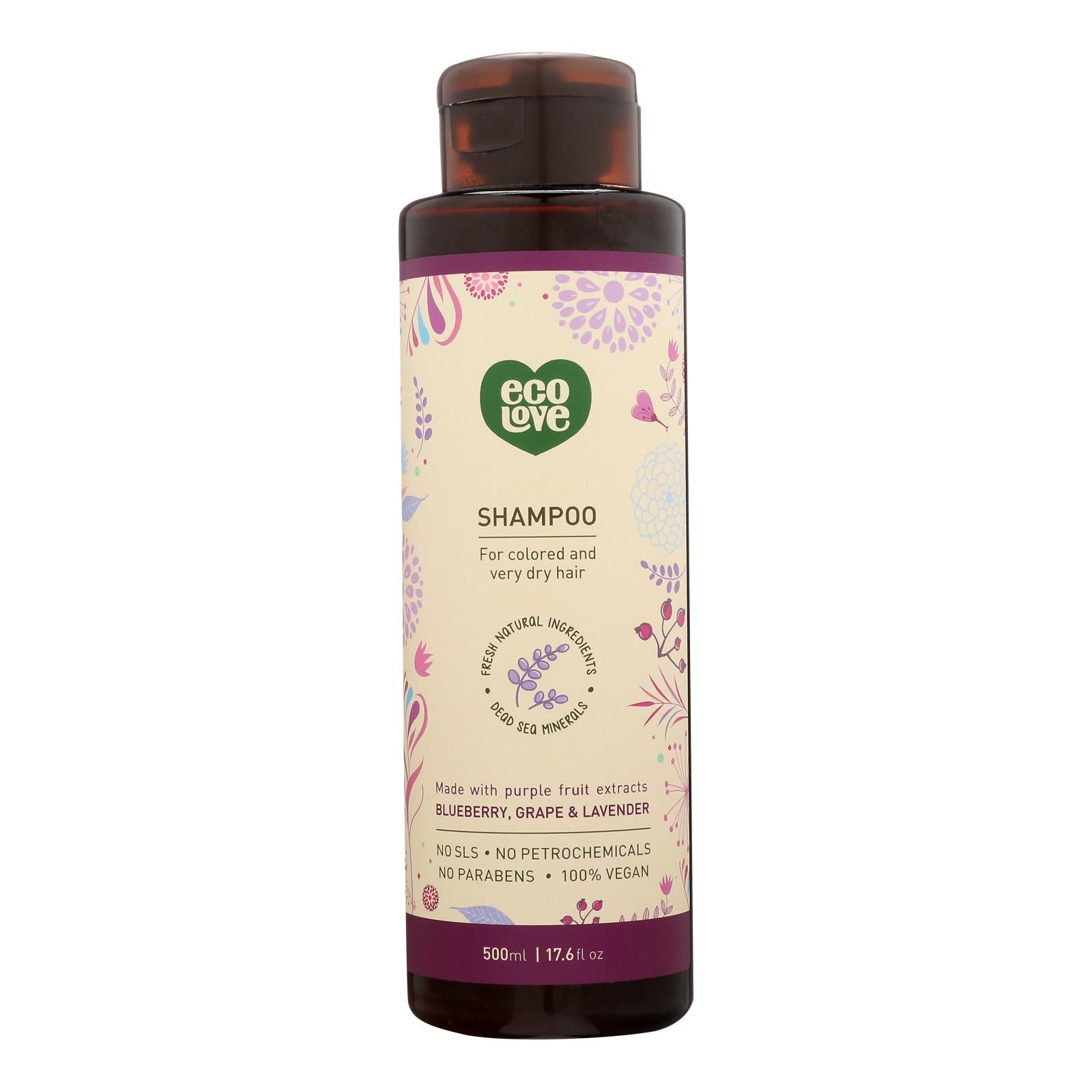Ecolove Shampoo - Purple Fruit Shampoo For Colored And Very Dry Hair  - Case Of 1 - 17.6 Fl Oz. - GreatEagleInc