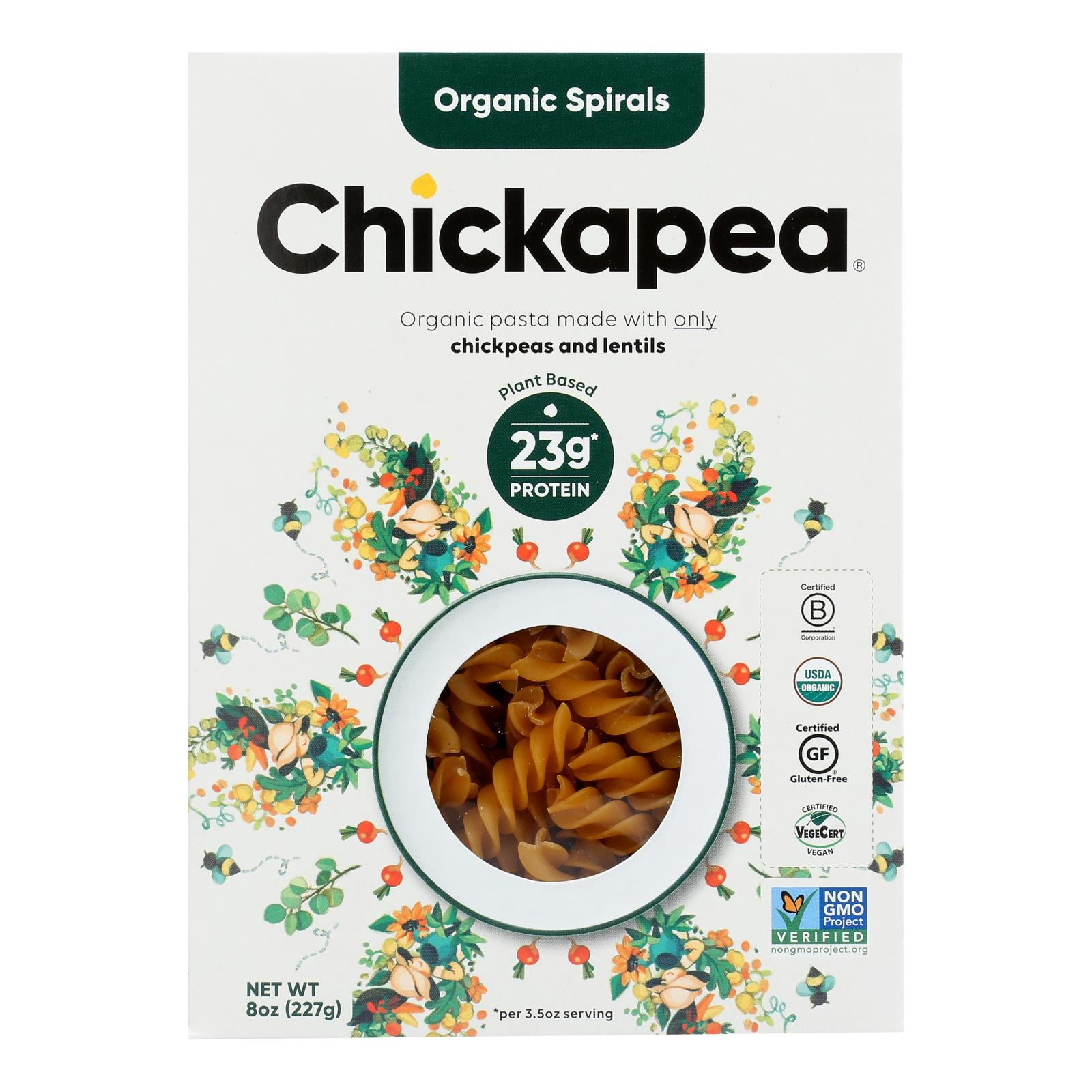 Chickapea Pasta - Pasta - Spirals - Case Of 6 - 8 Oz. - GreatEagleInc