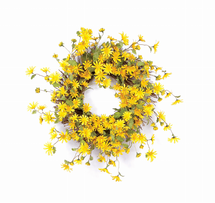 Daisy Wreath 23"D Polyester - 1 - Home Decor