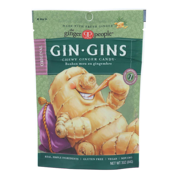 Ginger People - Gin Gins Chewy Ginger Candy - Original - Case Of 12 - 3 Oz. - GreatEagleInc
