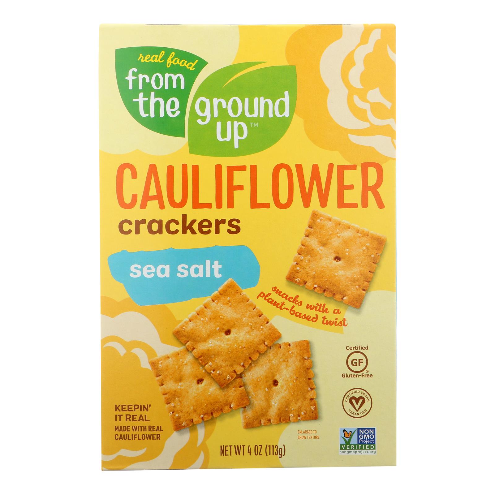 From The Ground Up - Cauliflower Crackers - Original - Case Of 6 - 4 Oz. - GreatEagleInc
