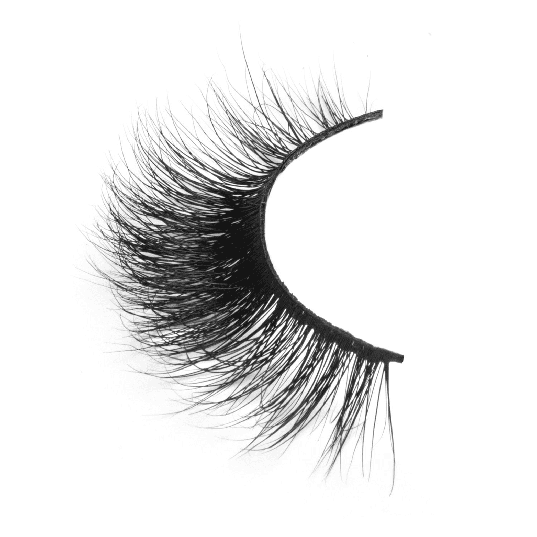 3D mink eyelash strip, curled wispy black lashes with full outer lift