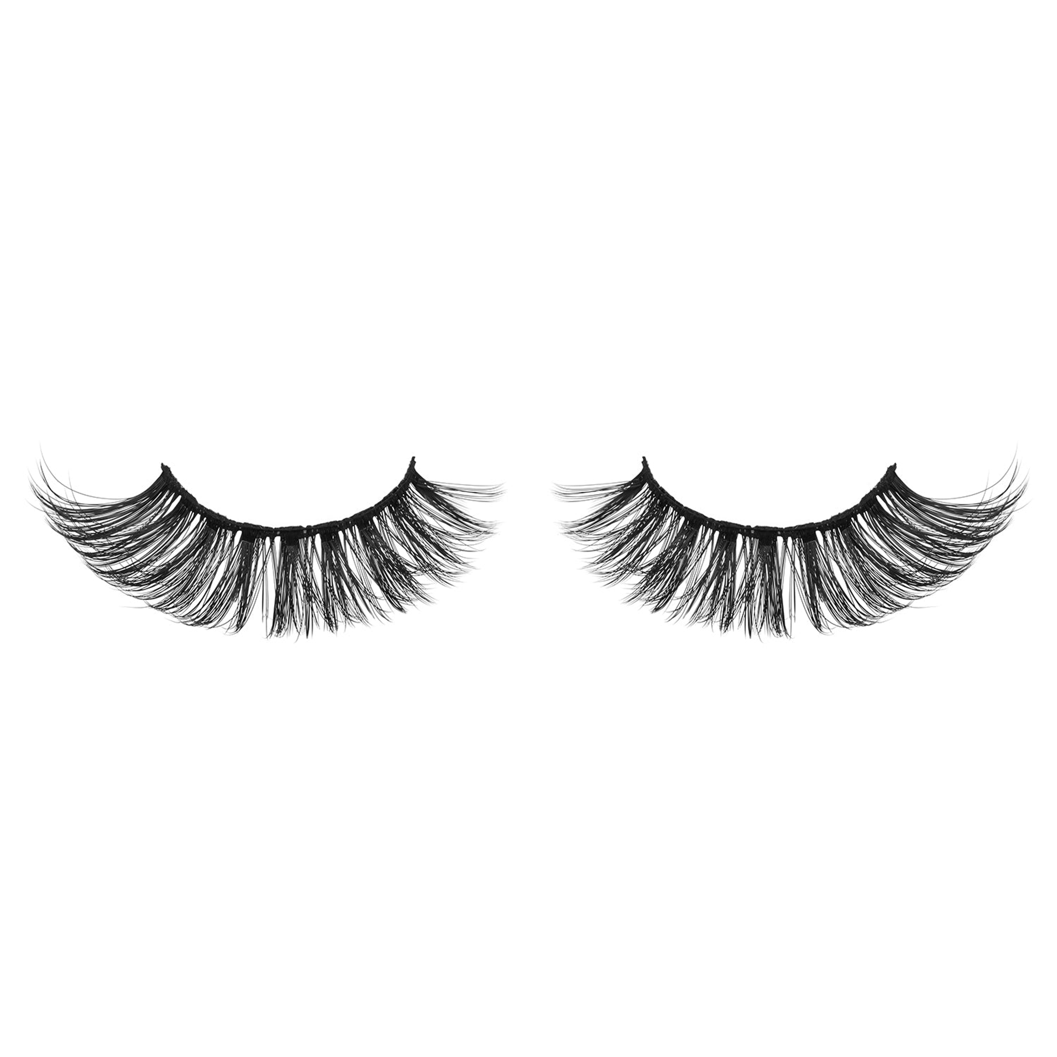 Pair of black synthetic strip false eyelashes, wispy full length