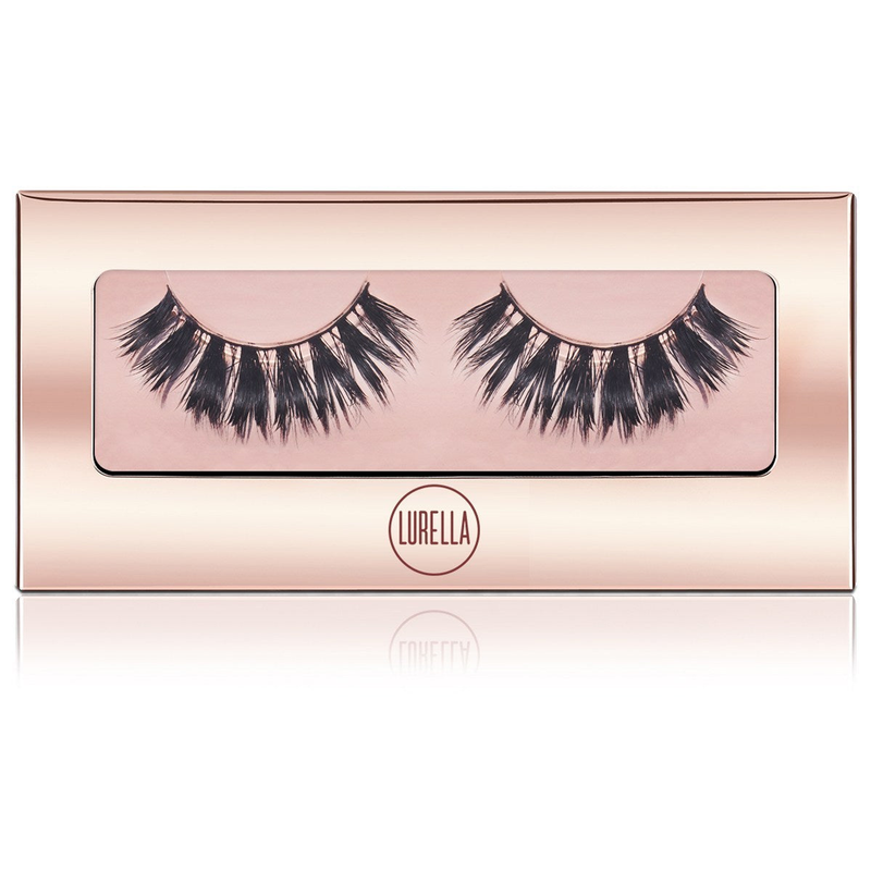 LURELLA false mink eyelashes in a rose-gold box, showing two lash pairs