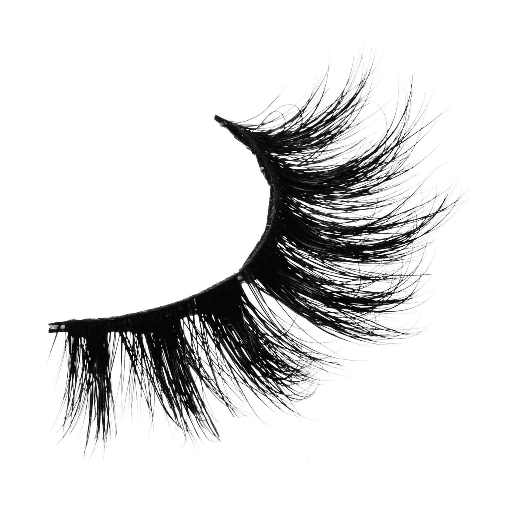 3D mink false eyelashes with long layered lash band, black
