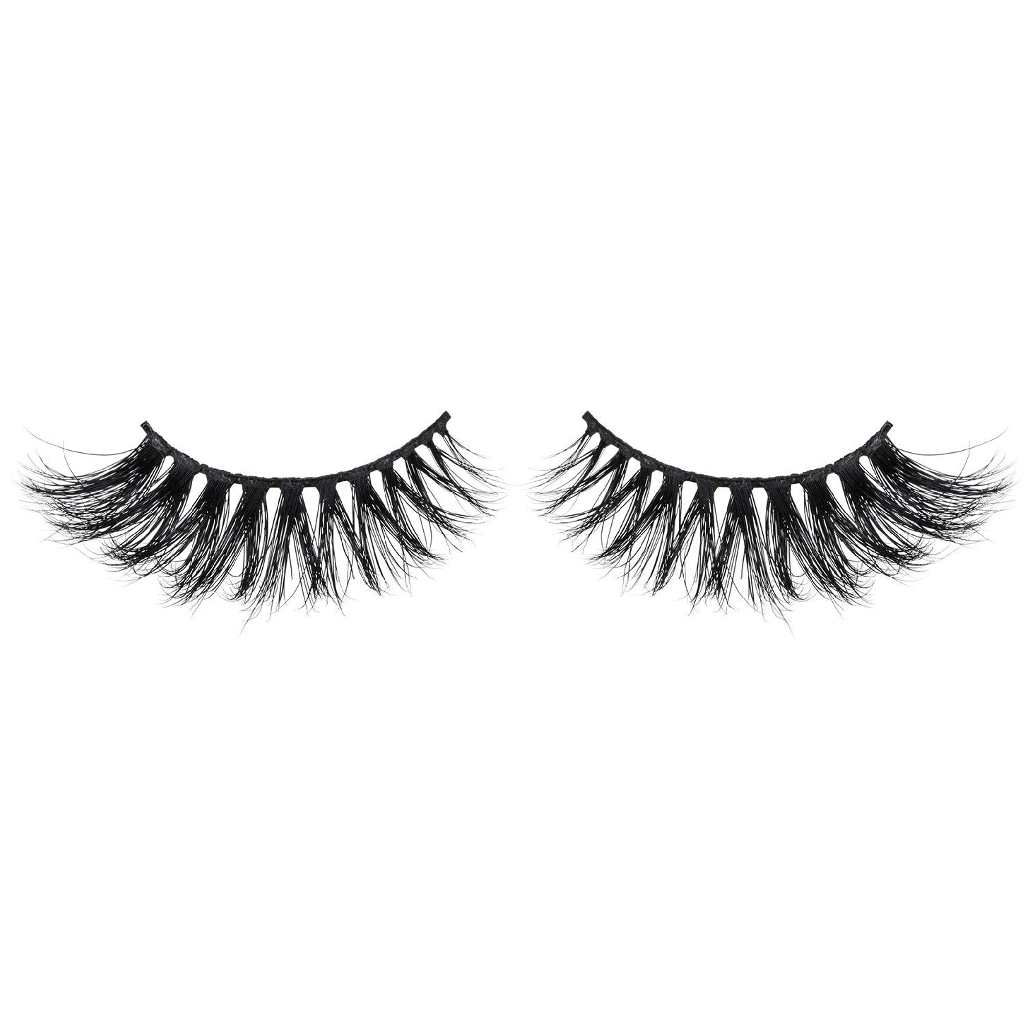 Pair of 3D mink eyelashes with crisscross volume and wispy black tips