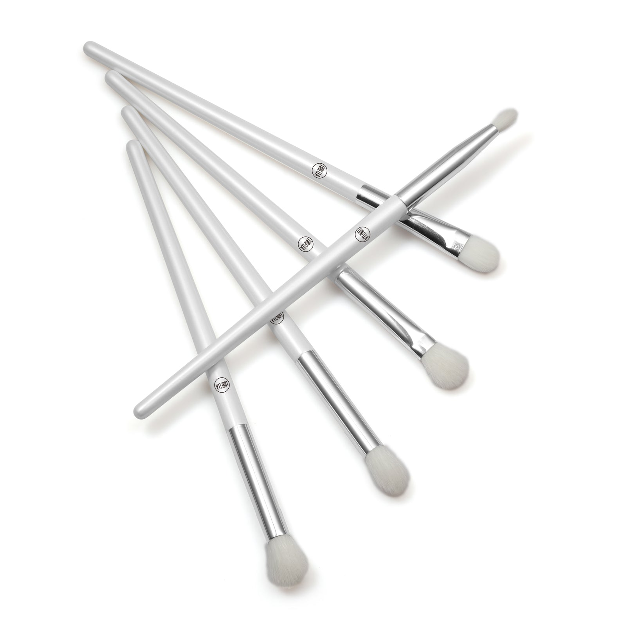 Deluxe blending brush set of 5 overlapping brushes with silver ferrules and soft bristles
