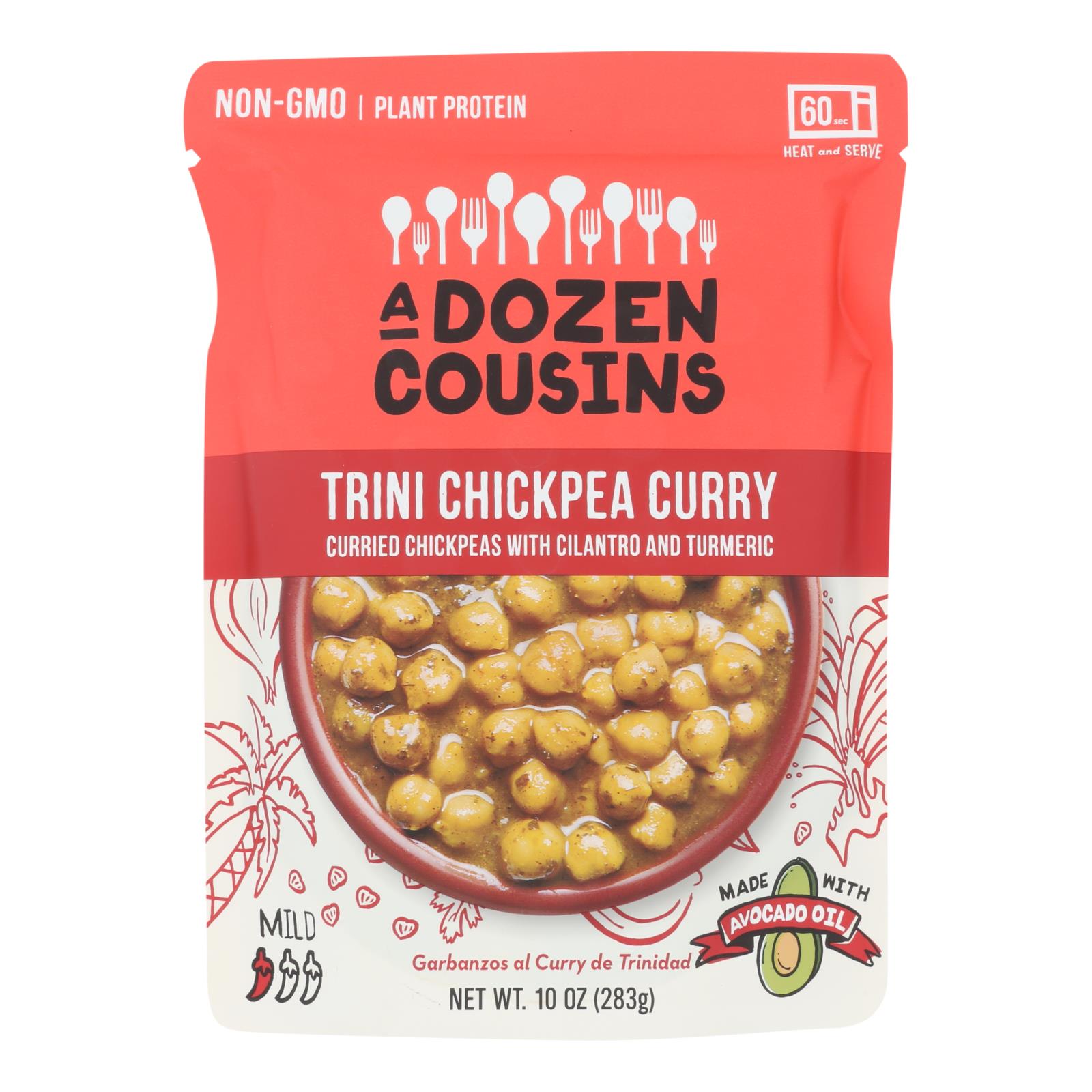 A Dozen Cousins - Ready To Eat Beans - Trini Chickpea Curry - Case Of 6 - 10 Oz. - GreatEagleInc