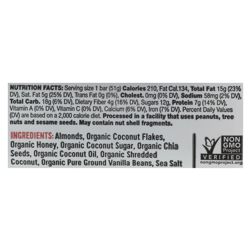 Taos Bakes - Bar Tsted Cocont Vanilla Bean - Case Of 12 - 1.8 Oz - GreatEagleInc