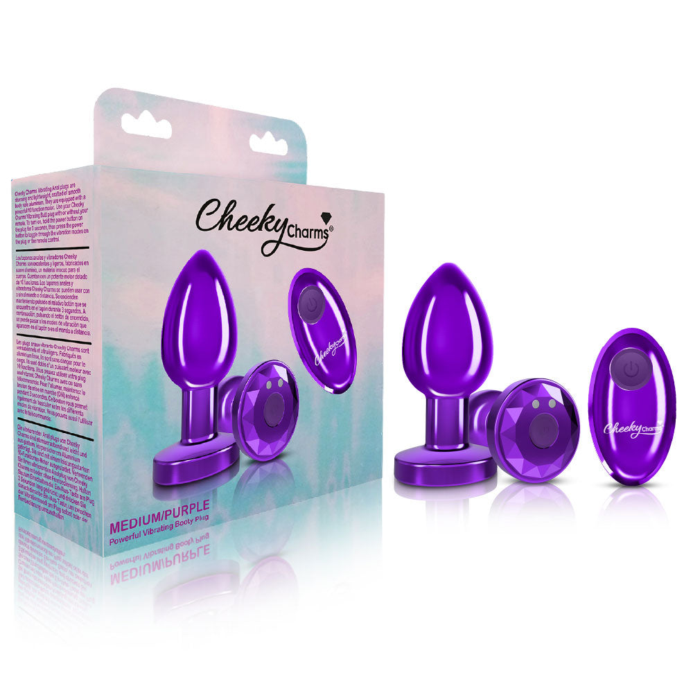 Cheeky Charms - Rechargeable Vibrating Metal Butt Plug With Remote Control - GreatEagleInc
