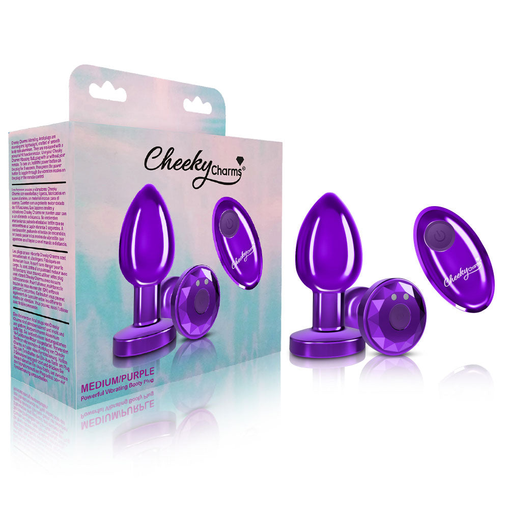Cheeky Charms - Rechargeable Vibrating Metal Butt Plug With Remote Control - GreatEagleInc