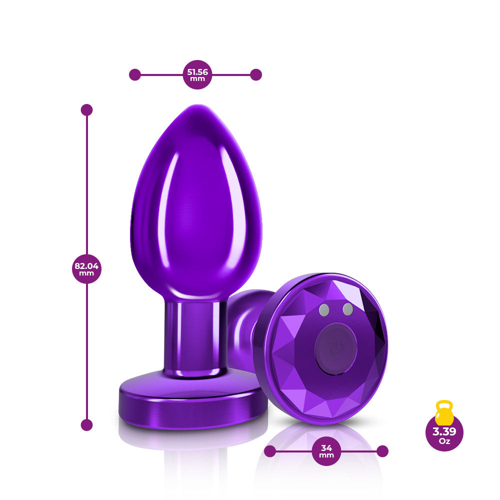 Cheeky Charms - Rechargeable Vibrating Metal Butt Plug With Remote Control - GreatEagleInc
