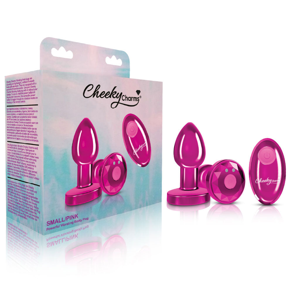 Cheeky Charms - Rechargeable Vibrating Metal Butt Plug With Remote Control Pink