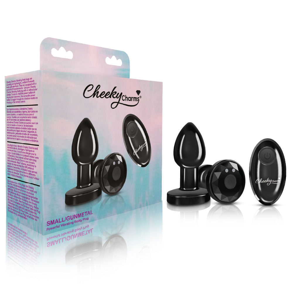 Cheeky Charms - Rechargeable Vibrating Metal Butt Plug With Remote Control Gunmetal
