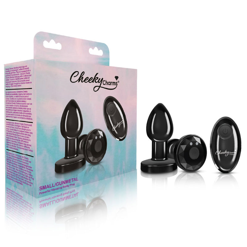 Cheeky Charms - Rechargeable Vibrating Metal Butt Plug With Remote Control Gunmetal