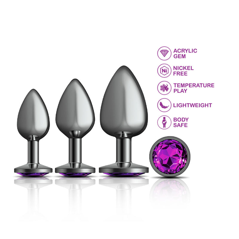 Cheeky Charms - Metal Butt Plug Gunmetal - Round - - Anal Trainer Kit Deep Purple