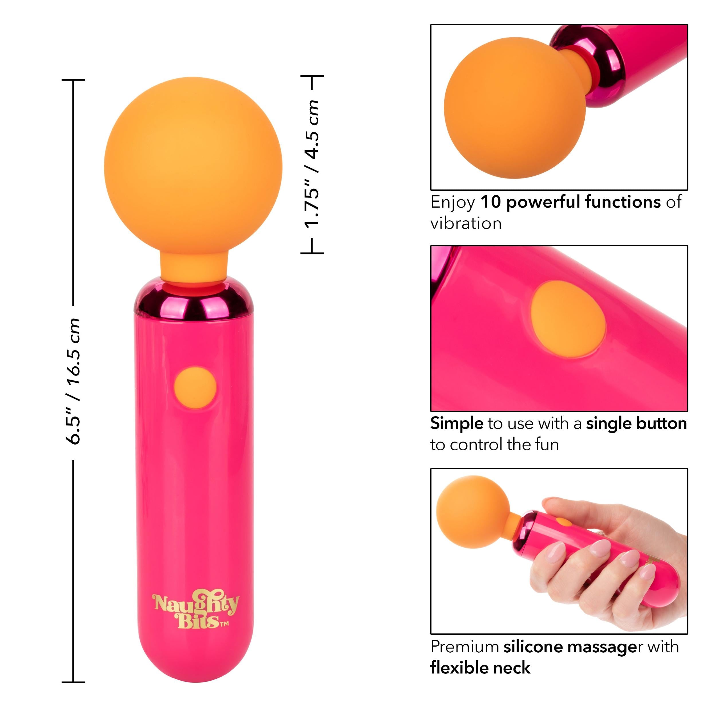 Naughty Bits Home Cumming Queen Vibrating Wand -  Orange/pink - GreatEagleInc