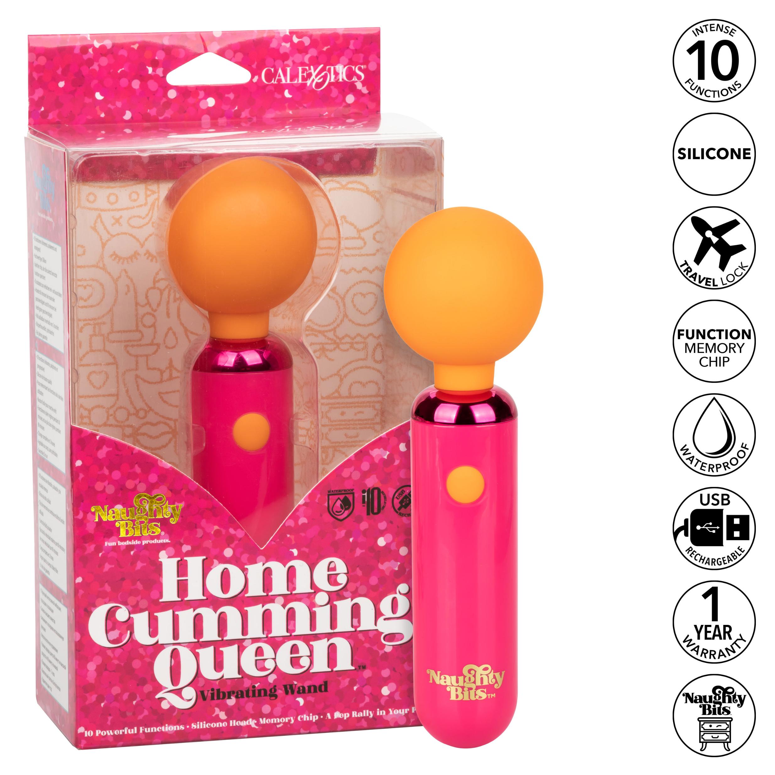 Naughty Bits Home Cumming Queen Vibrating Wand -  Orange/pink - GreatEagleInc