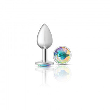 Cheeky Charms Round Clear Iridescent Silver Plug - GreatEagleInc