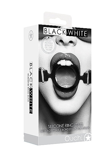B&w Silicone Ring Gag W/ Adjustable Straps - GreatEagleInc
