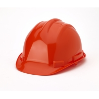 Orange 6-point ratchet hard hat with adjustable suspension