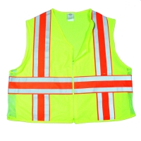High-visibility ANSI Class 2 D safety vest, sleeveless neon lime polyester with reflective stripes